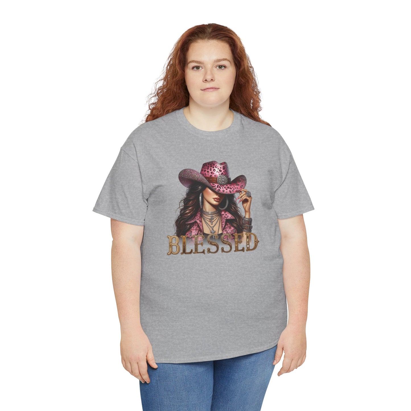 Blessed Cowgirl Shirt – Pink Leopard Western Glam Tee