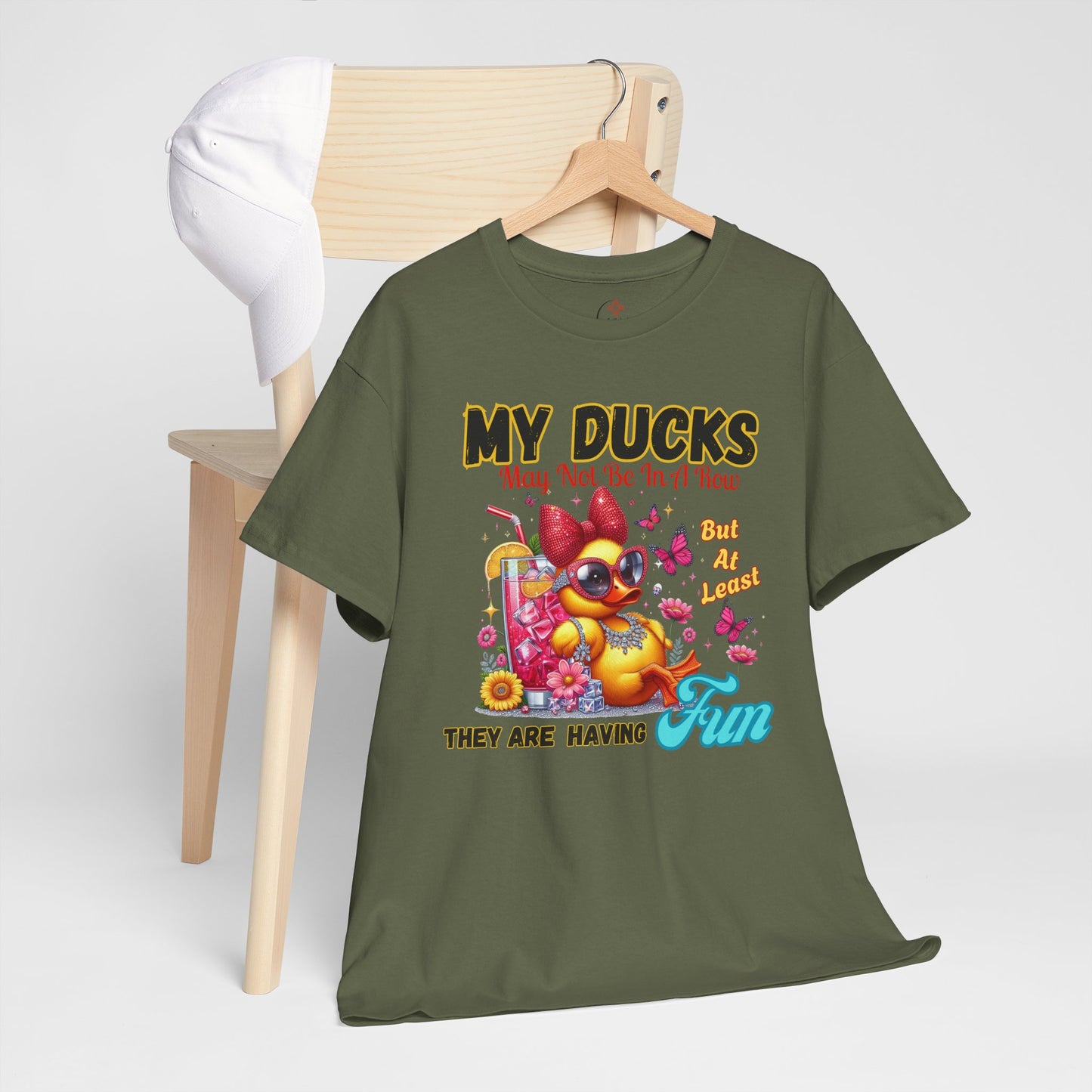 Funny Duck Shirt – “My Ducks May Not Be In A Row But At Least They’re Having Fun” – Cute Summer Graphic Tee – Gildan 5000 Unisex T-Shirt