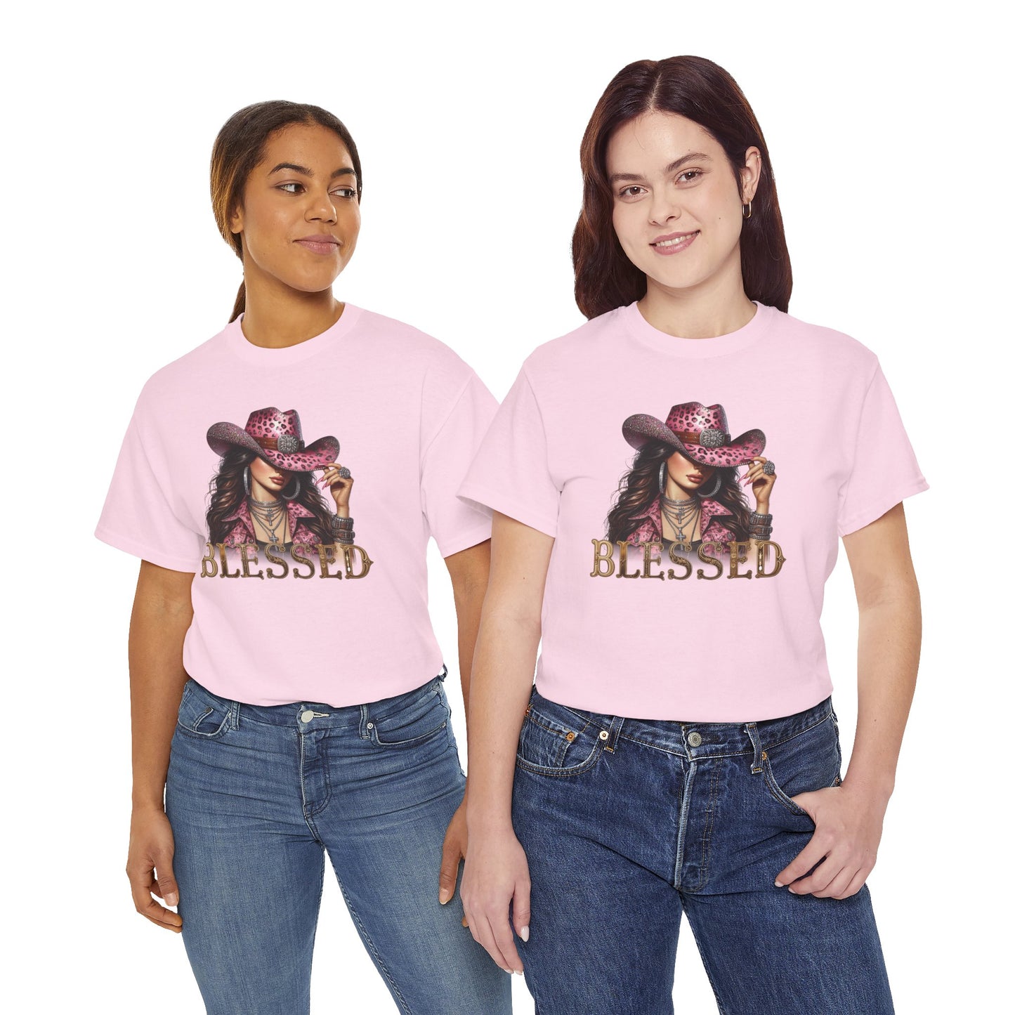 Blessed Cowgirl Shirt – Pink Leopard Western Glam Tee