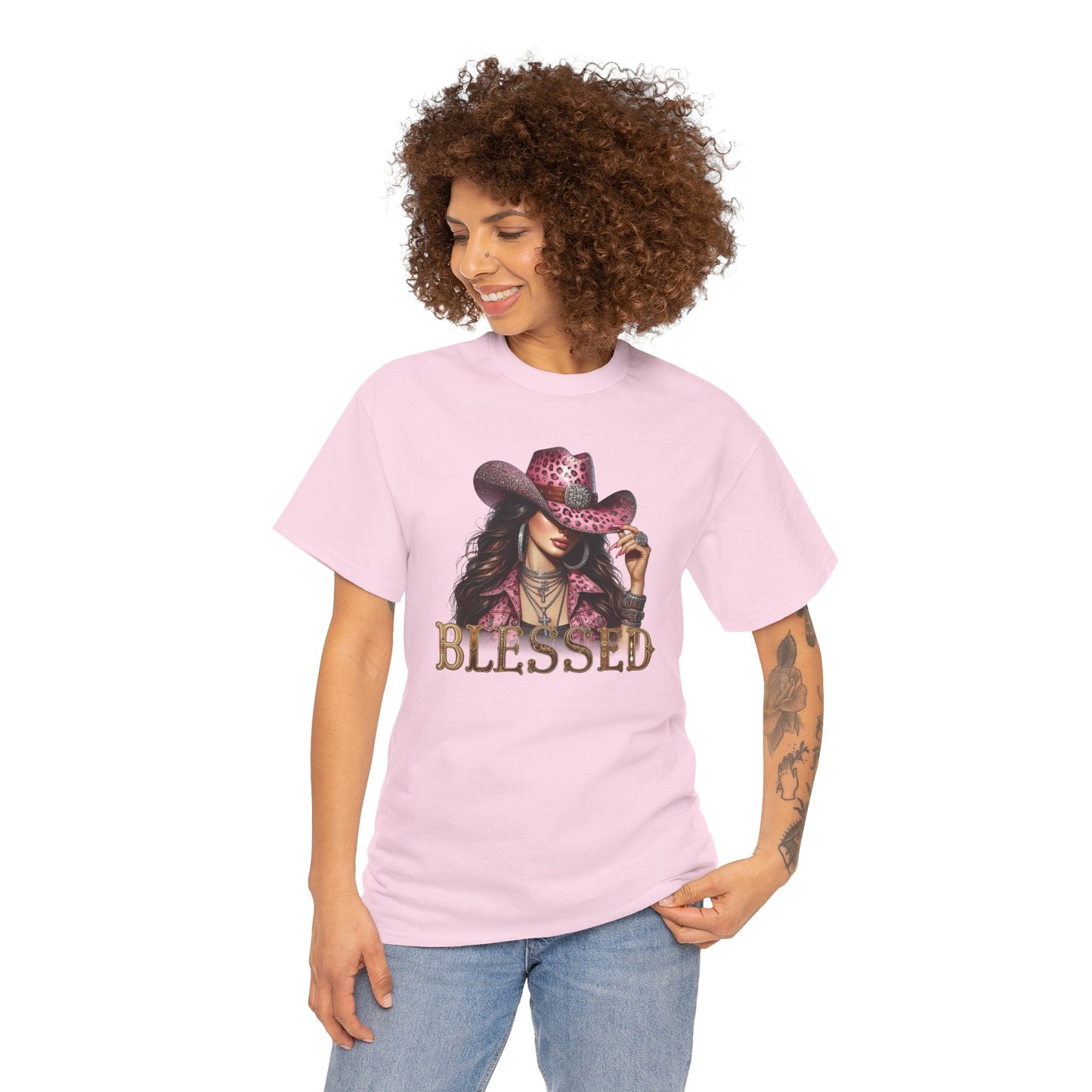 Blessed Cowgirl Shirt – Pink Leopard Western Glam Tee