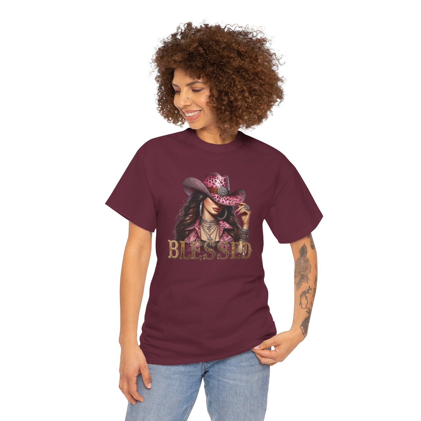 Blessed Cowgirl Shirt – Pink Leopard Western Glam Tee