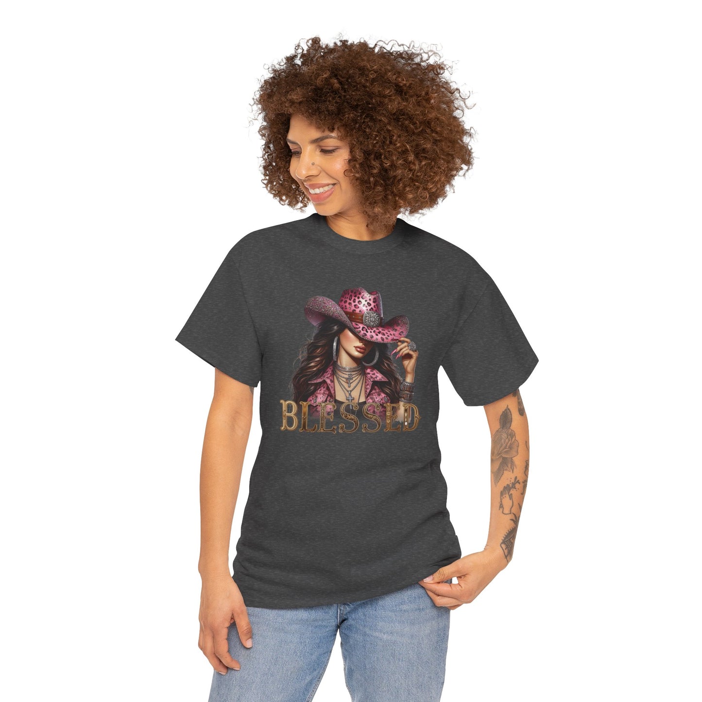 Blessed Cowgirl Shirt – Pink Leopard Western Glam Tee