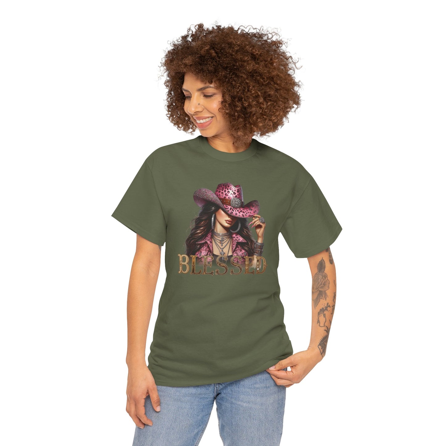 Blessed Cowgirl Shirt – Pink Leopard Western Glam Tee