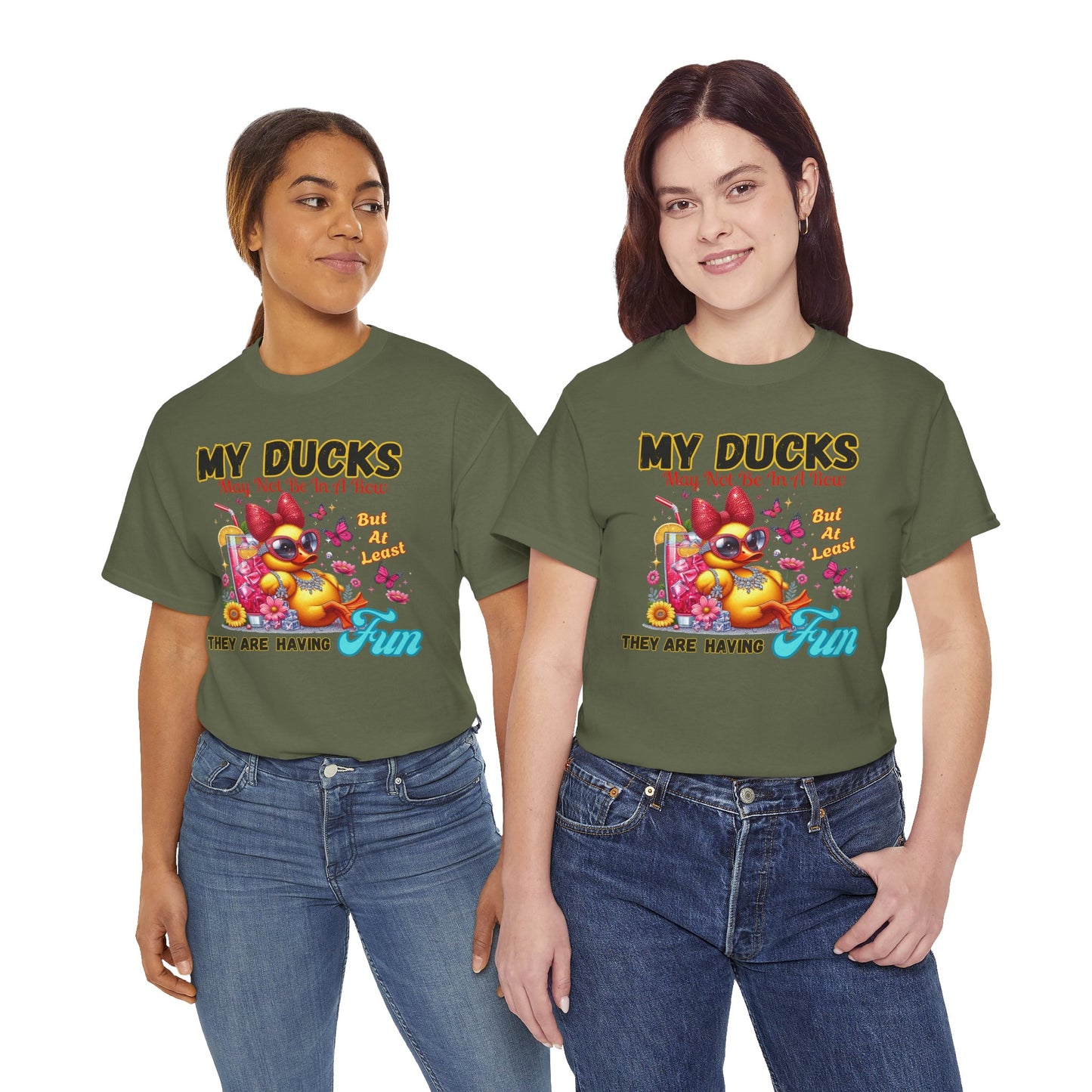 Funny Duck Shirt – “My Ducks May Not Be In A Row But At Least They’re Having Fun” – Cute Summer Graphic Tee – Gildan 5000 Unisex T-Shirt