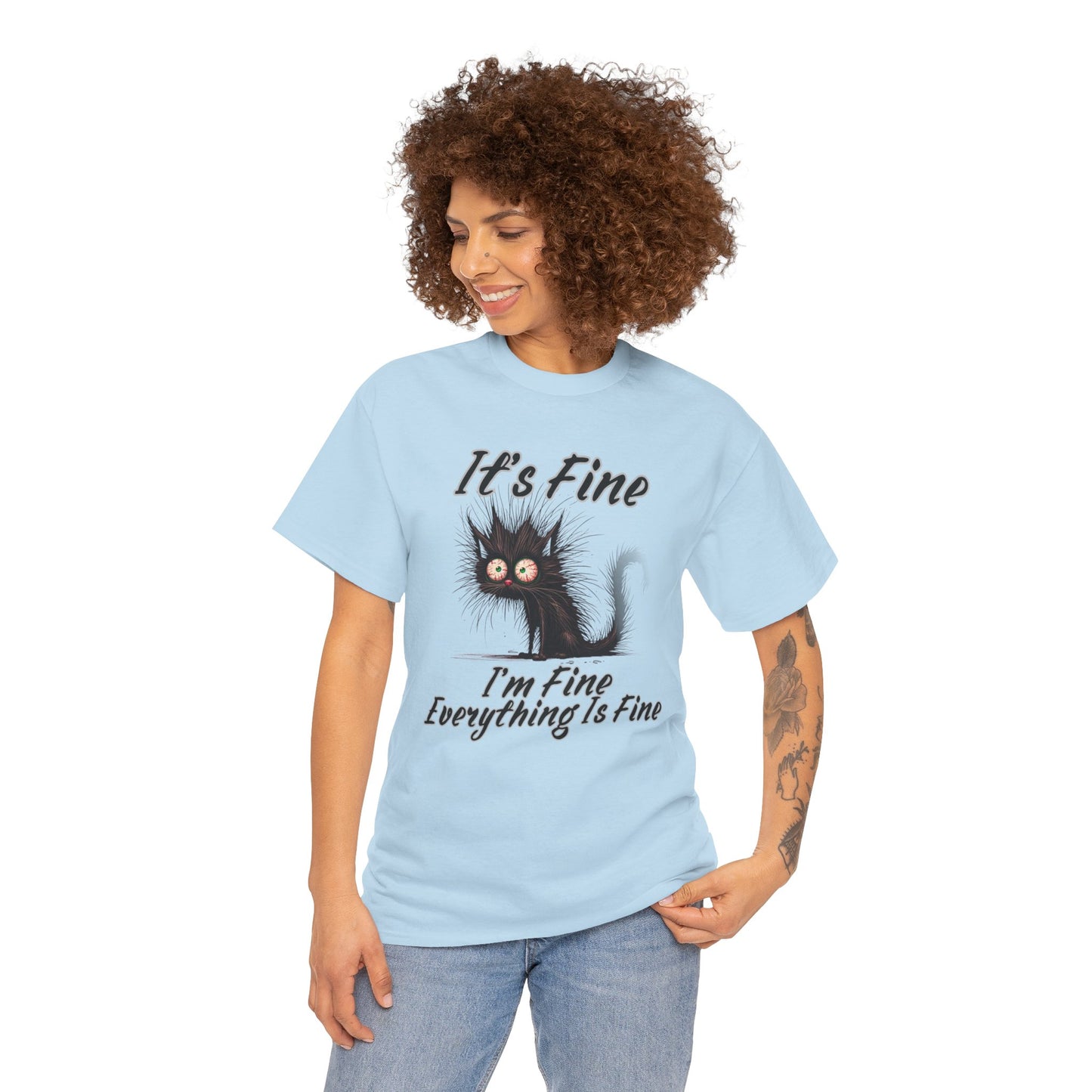 “It’s Fine, I’m Fine, Everything Is Fine” Funny Stressed Cat Shirt
