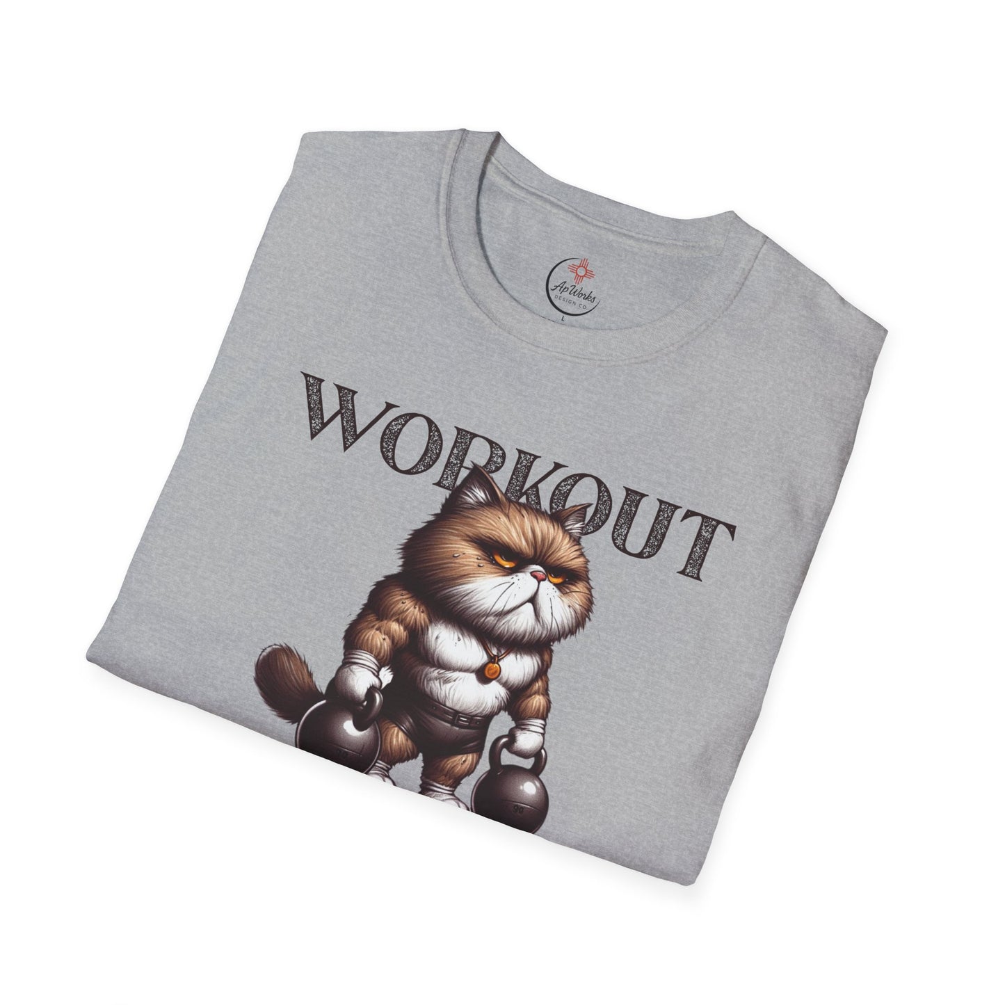 Workout Cat T-Shirt – “Because Murder Is Wrong” Funny Gym Tee