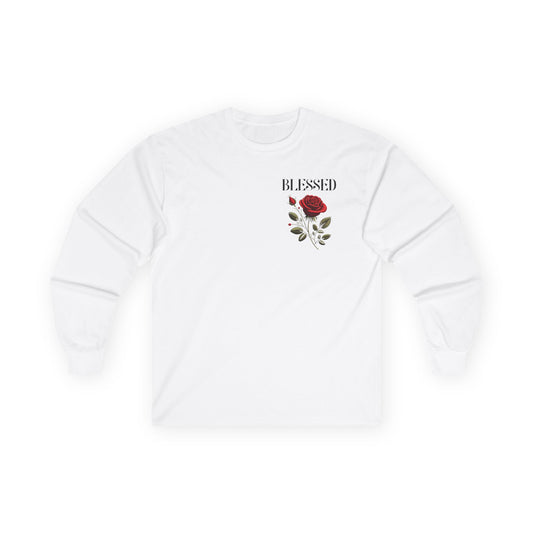 Blessed Roses Long Sleeve Tee – Bold Faith & Style Graphic