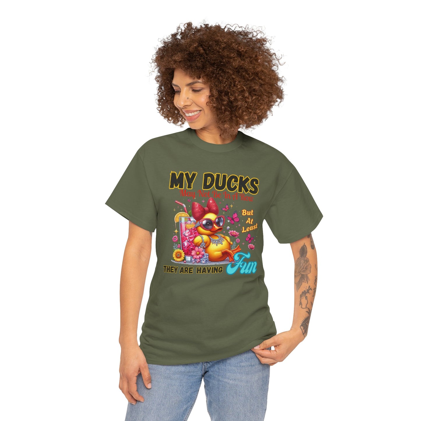 Funny Duck Shirt – “My Ducks May Not Be In A Row But At Least They’re Having Fun” – Cute Summer Graphic Tee – Gildan 5000 Unisex T-Shirt