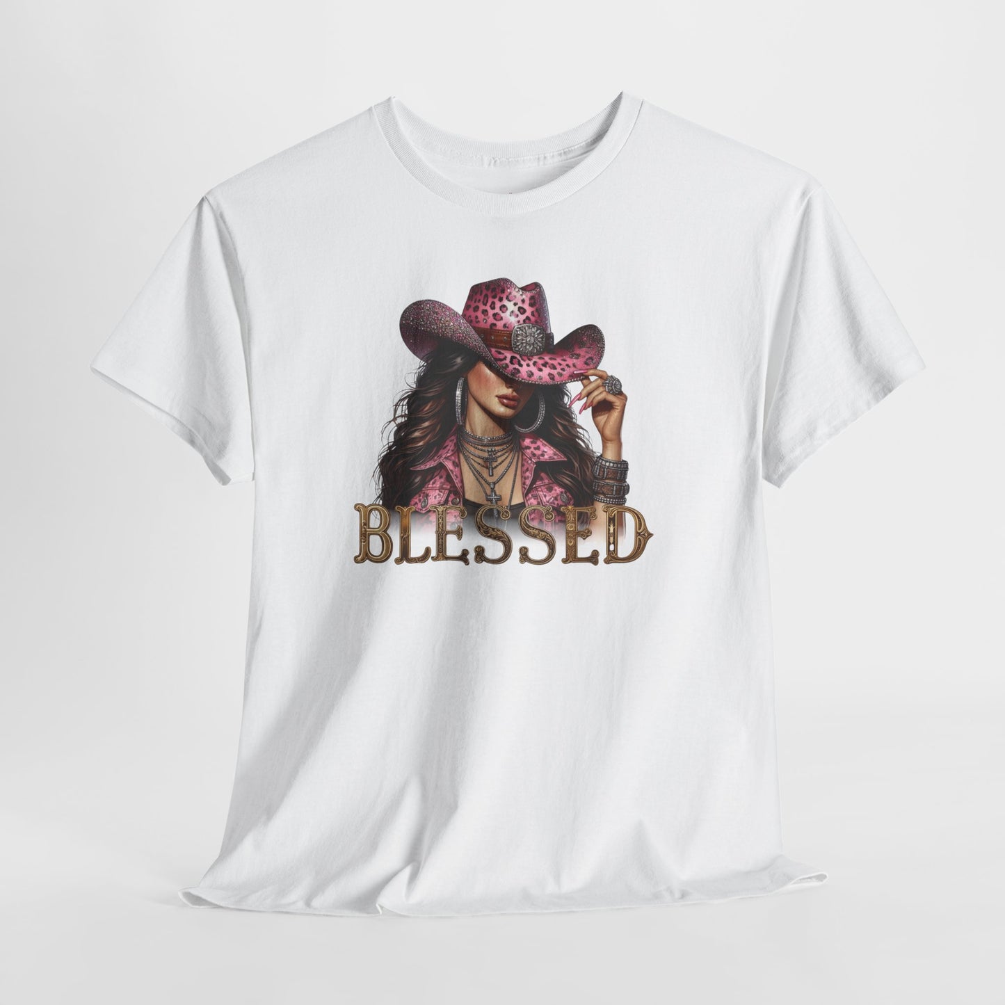 Blessed Cowgirl Shirt – Pink Leopard Western Glam Tee