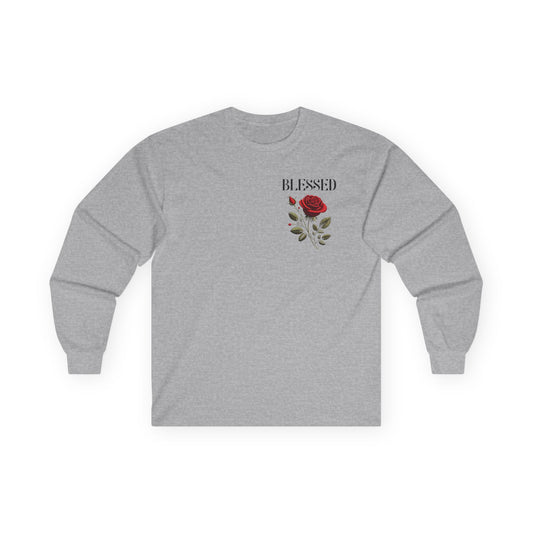 Blessed Roses Long Sleeve Tee – Bold Faith & Style Graphic