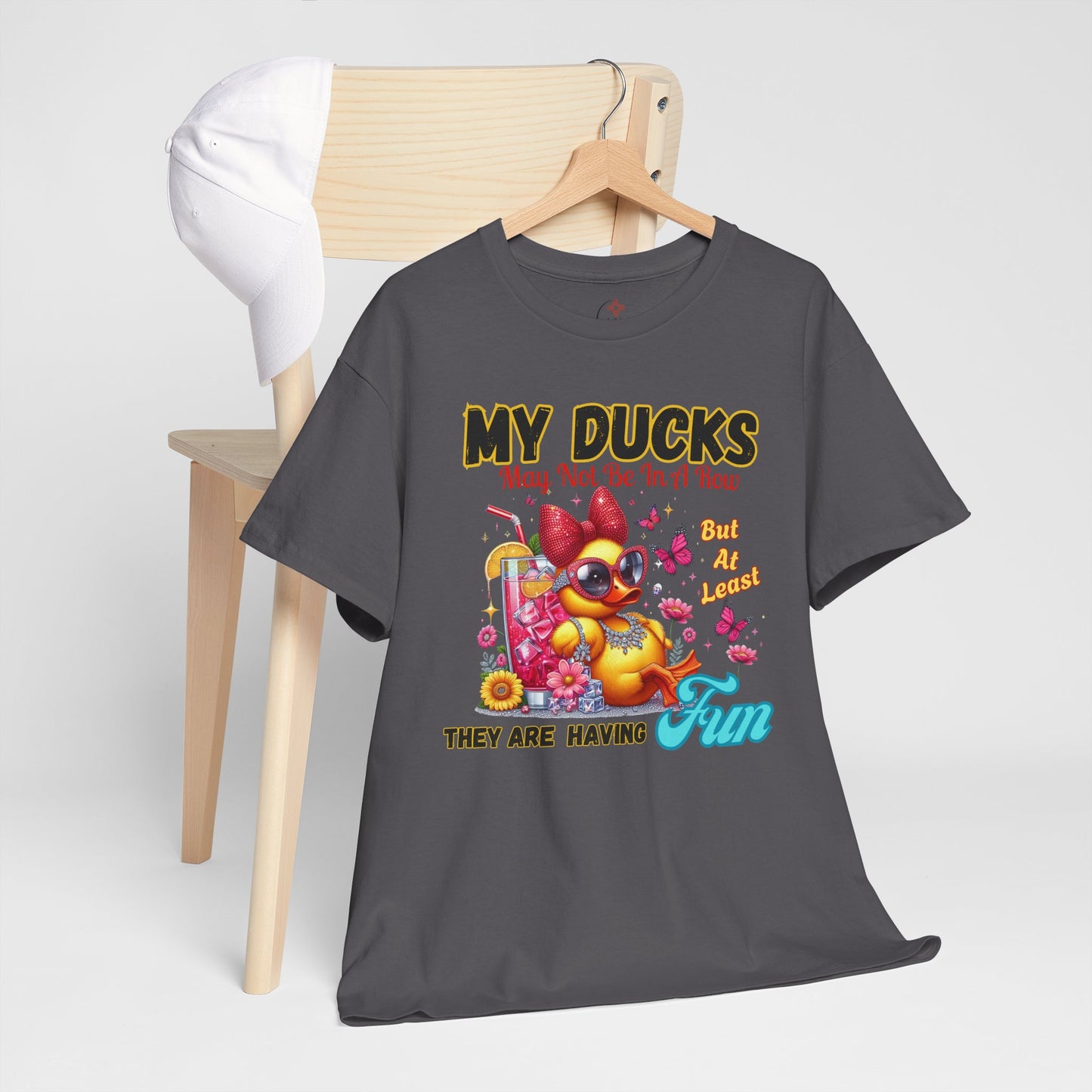 Funny Duck Shirt – “My Ducks May Not Be In A Row But At Least They’re Having Fun” – Cute Summer Graphic Tee – Gildan 5000 Unisex T-Shirt