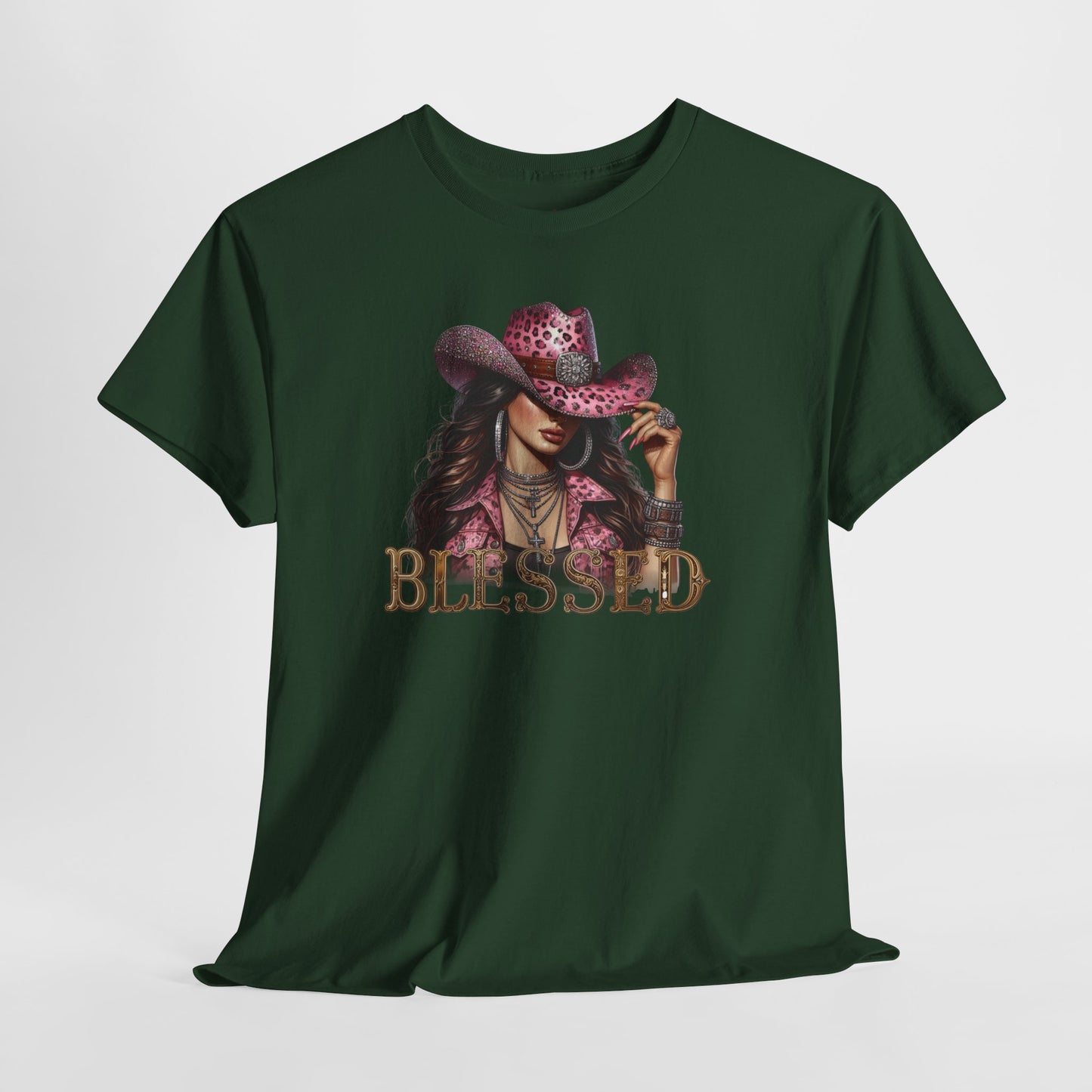 Blessed Cowgirl Shirt – Pink Leopard Western Glam Tee