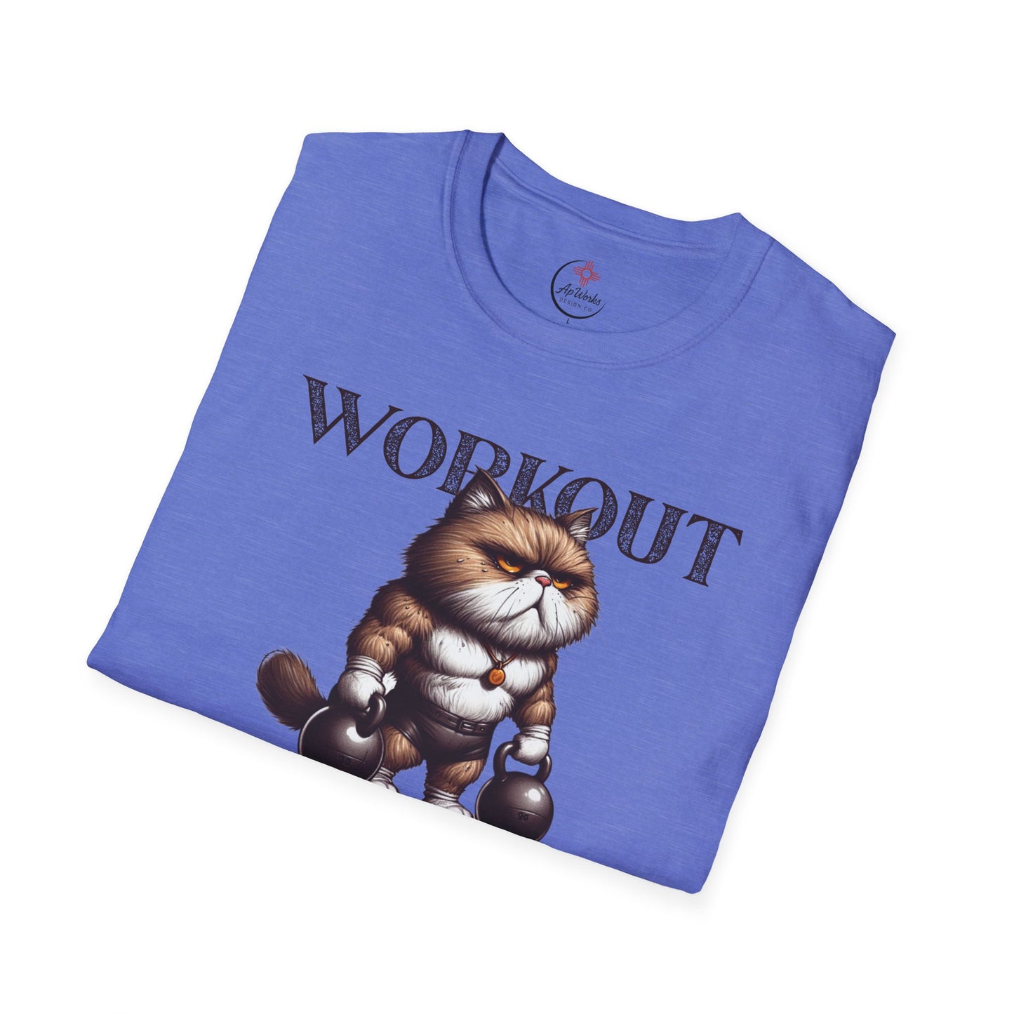 Workout Cat T-Shirt – “Because Murder Is Wrong” Funny Gym Tee