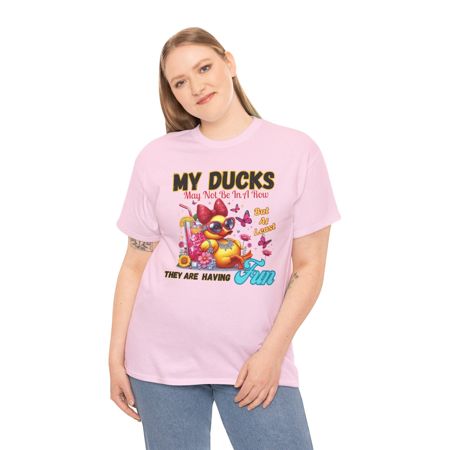 Funny Duck Shirt – “My Ducks May Not Be In A Row But At Least They’re Having Fun” – Cute Summer Graphic Tee – Gildan 5000 Unisex T-Shirt