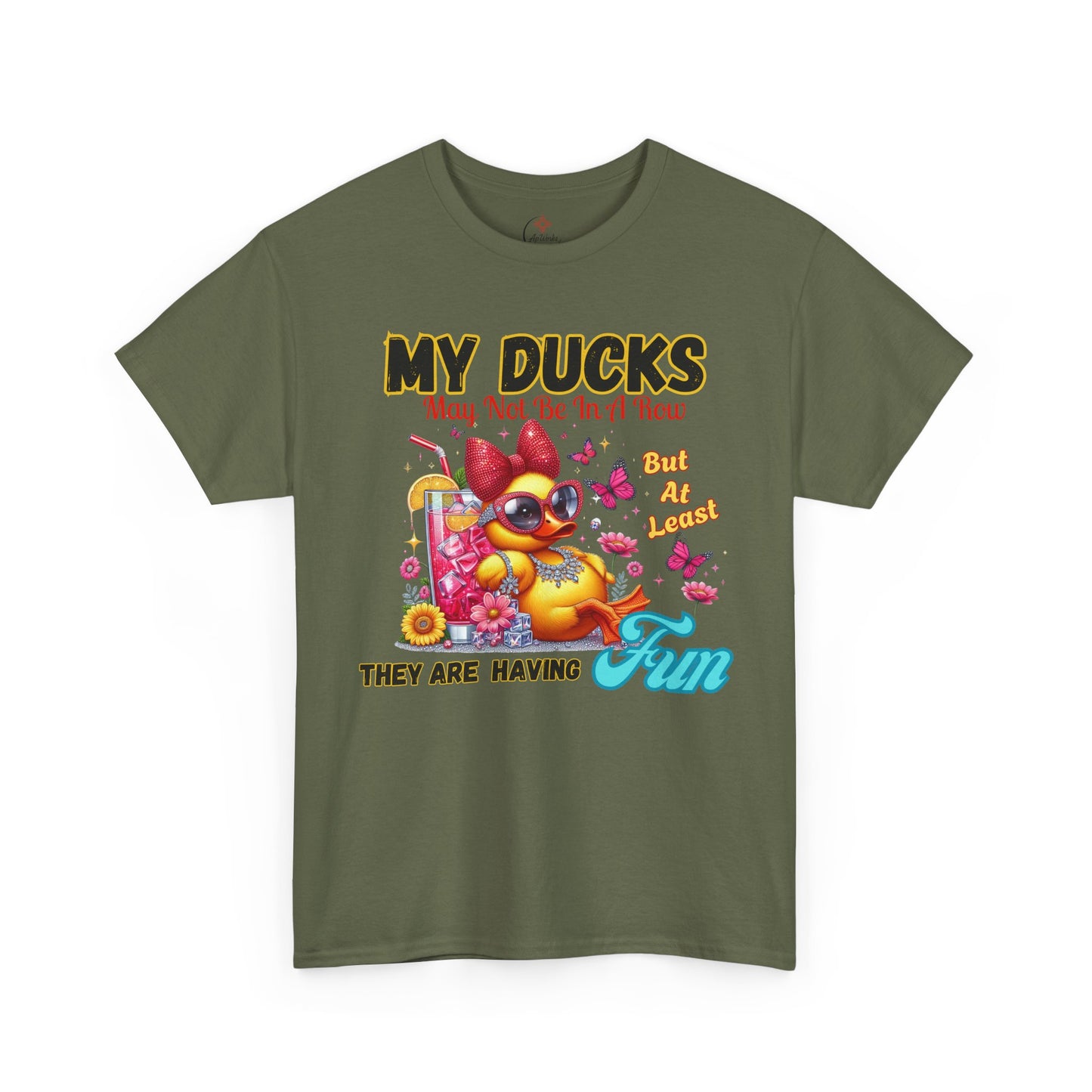 Funny Duck Shirt – “My Ducks May Not Be In A Row But At Least They’re Having Fun” – Cute Summer Graphic Tee – Gildan 5000 Unisex T-Shirt