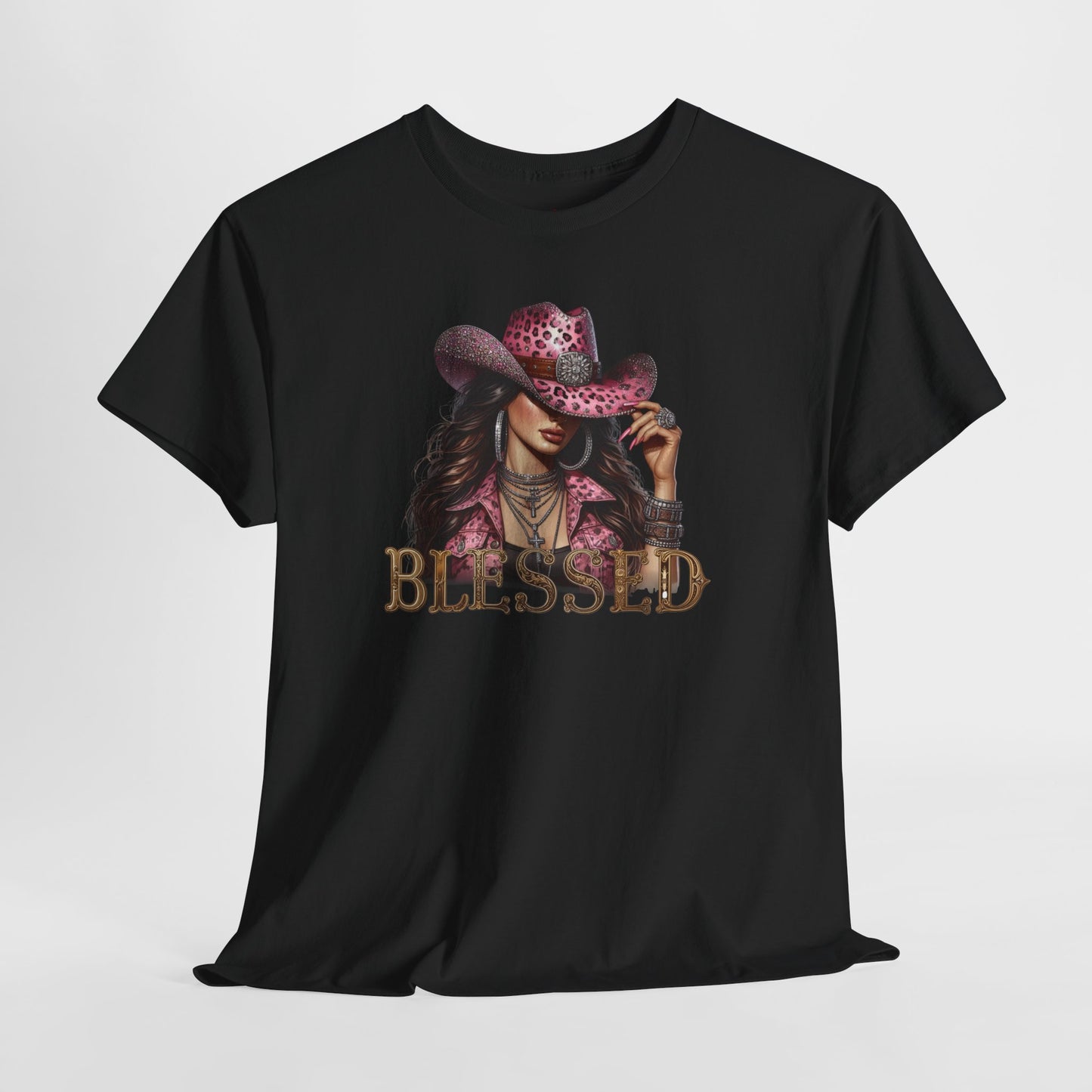 Blessed Cowgirl Shirt – Pink Leopard Western Glam Tee