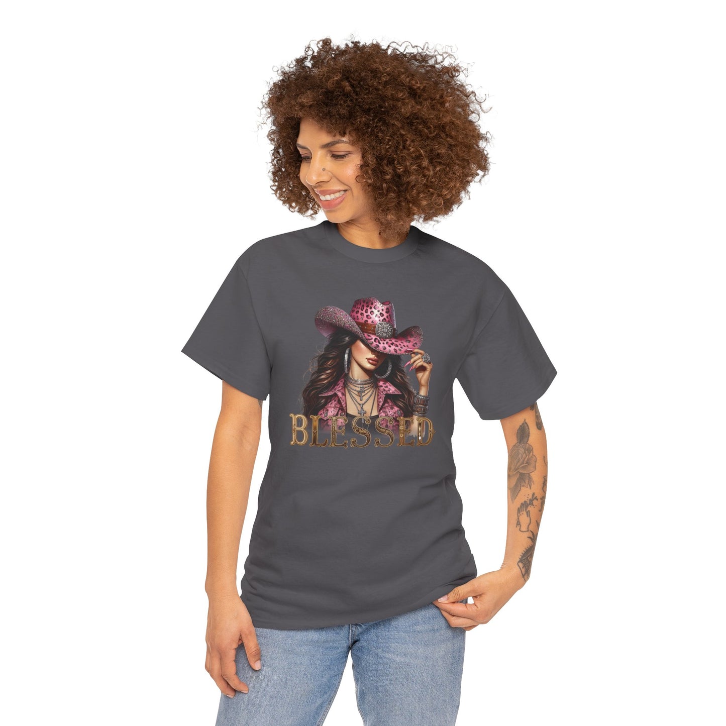 Blessed Cowgirl Shirt – Pink Leopard Western Glam Tee