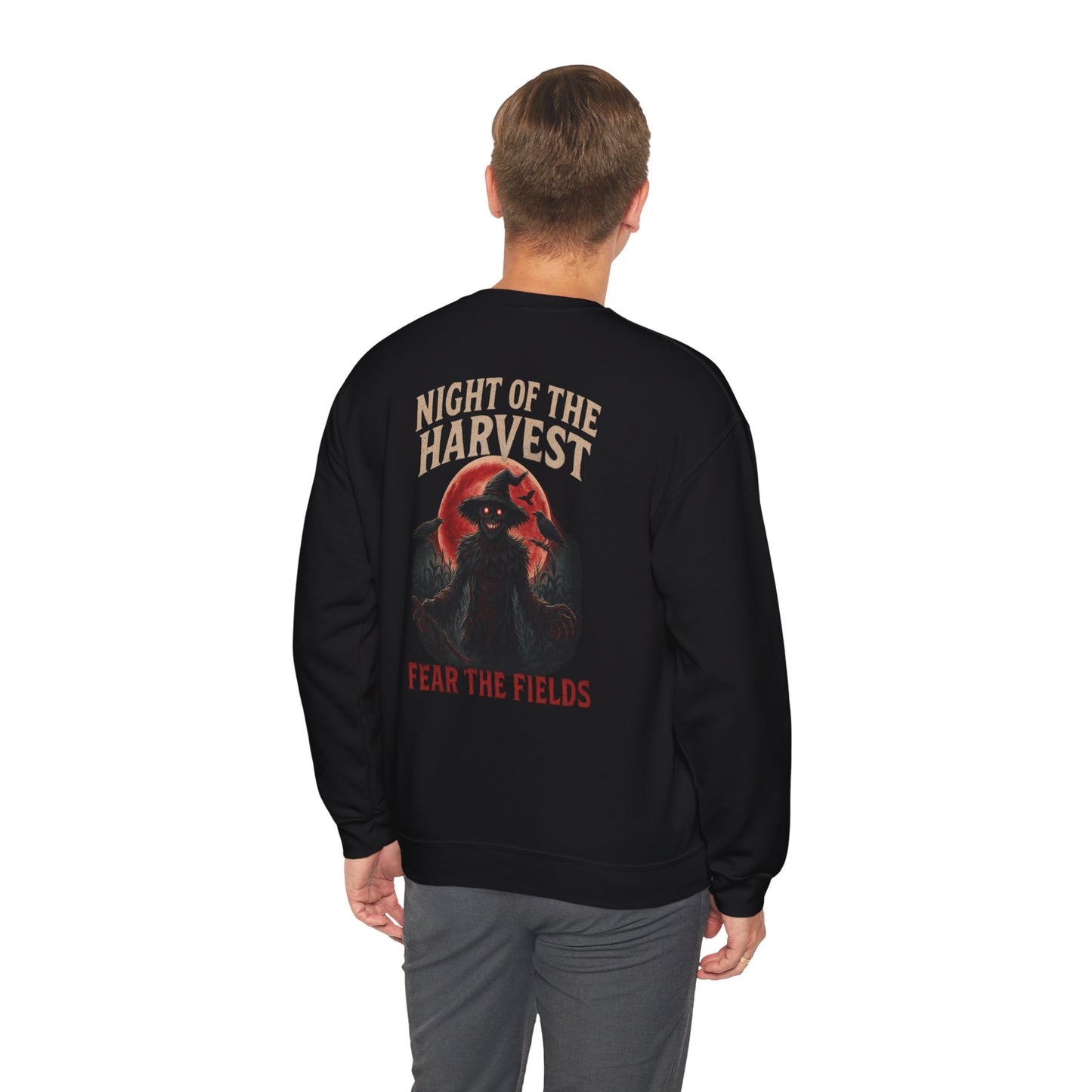 Night of the Harvest – Scary Scarecrow Halloween Sweatshirt