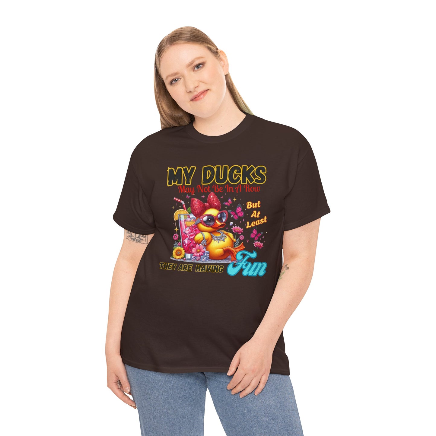 Funny Duck Shirt – “My Ducks May Not Be In A Row But At Least They’re Having Fun” – Cute Summer Graphic Tee – Gildan 5000 Unisex T-Shirt