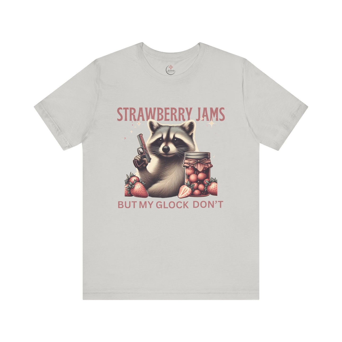 Strawberry Jams But My Glock Don’t – Funny Raccoon Gun T-Shirt