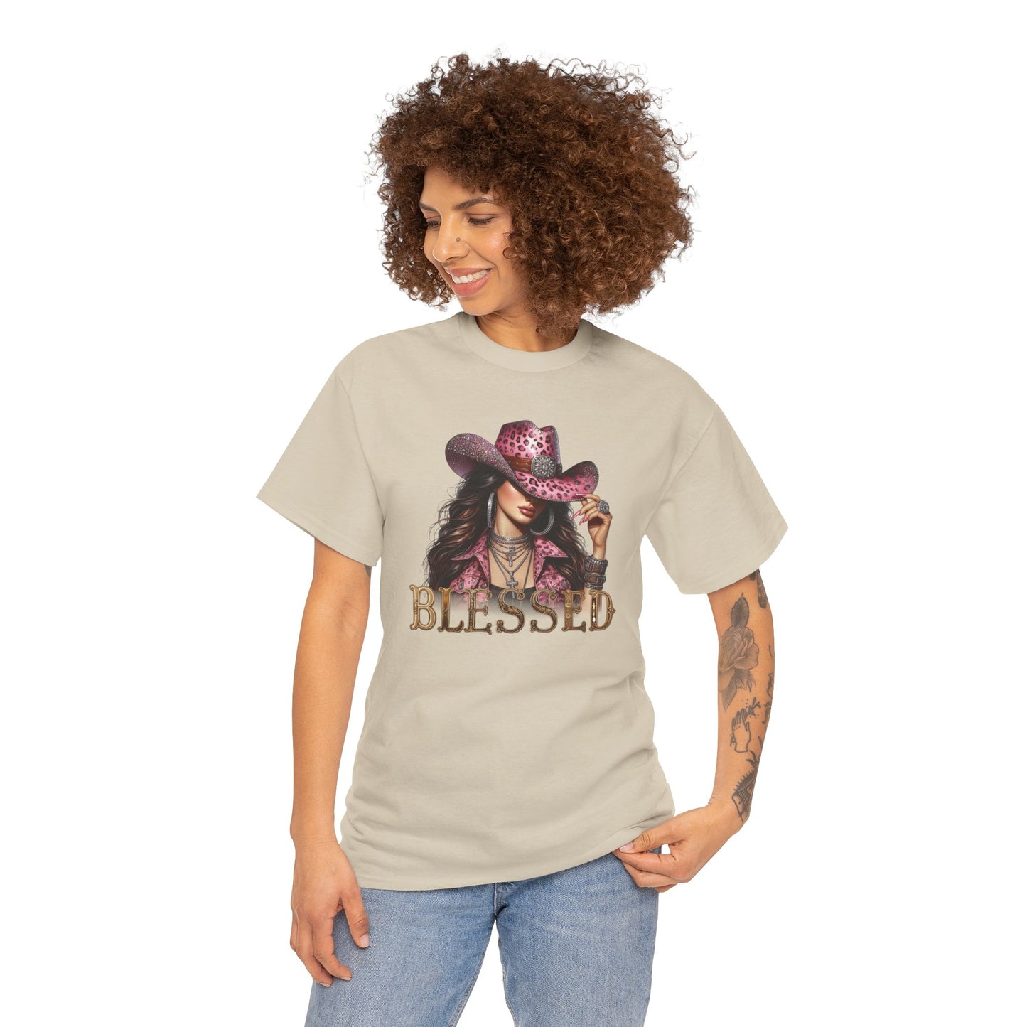 Blessed Cowgirl Shirt – Pink Leopard Western Glam Tee