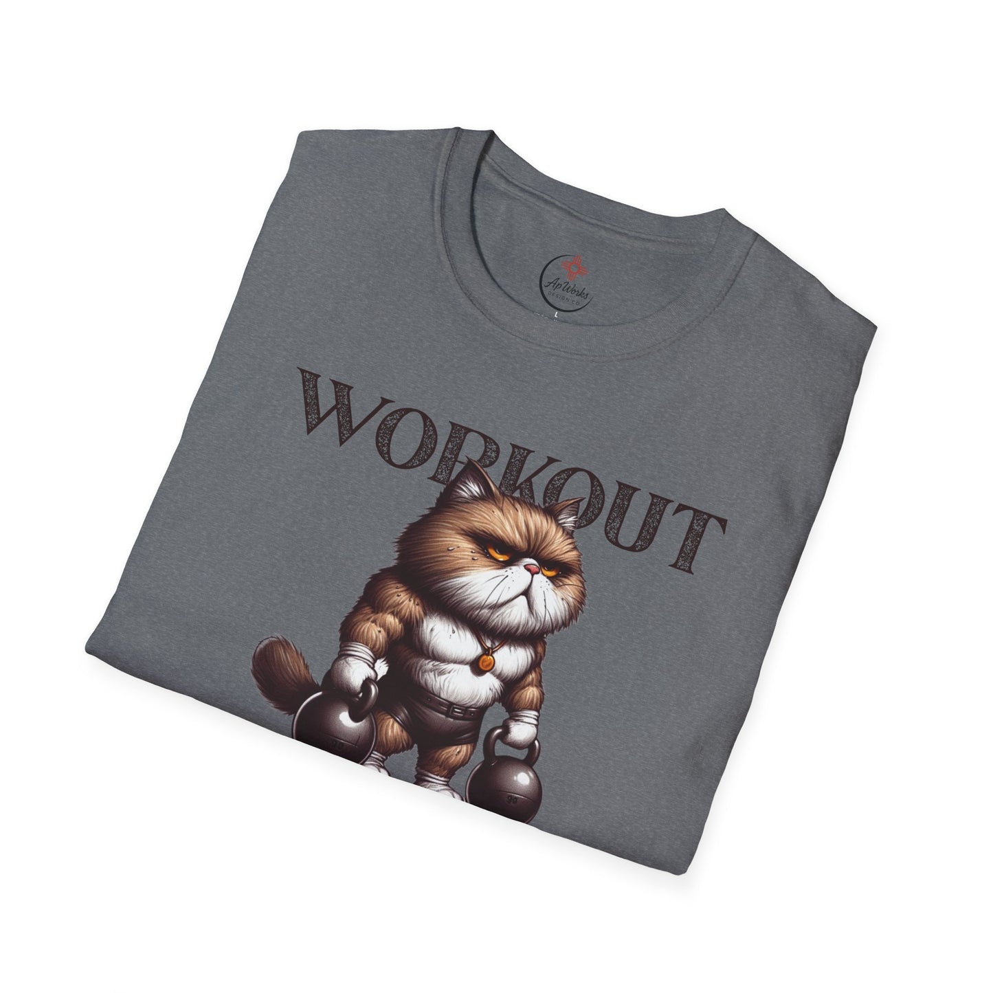 Workout Cat T-Shirt – “Because Murder Is Wrong” Funny Gym Tee