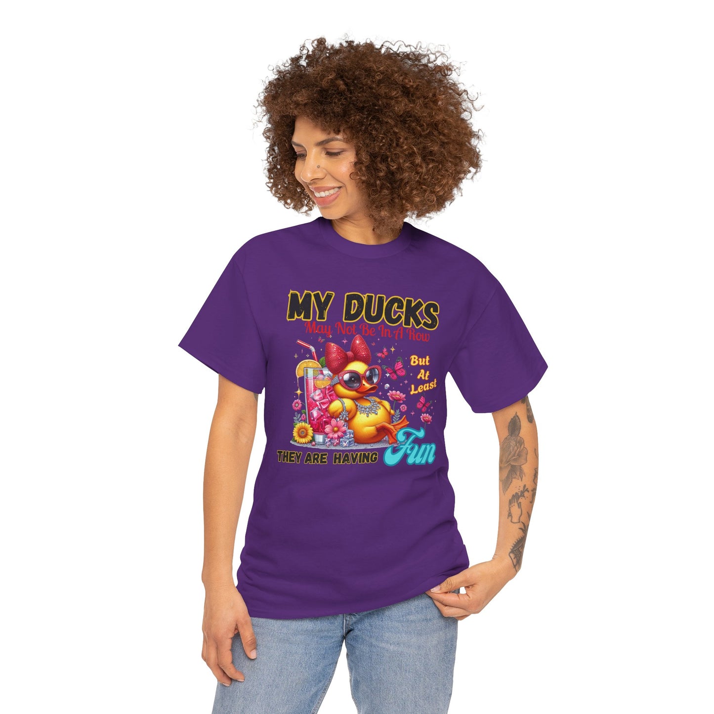 Funny Duck Shirt – “My Ducks May Not Be In A Row But At Least They’re Having Fun” – Cute Summer Graphic Tee – Gildan 5000 Unisex T-Shirt