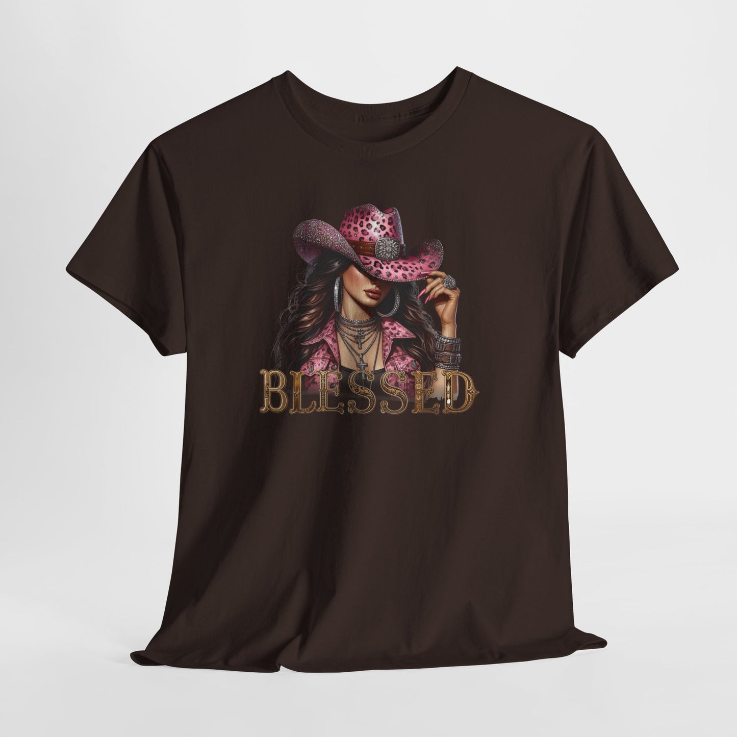 Blessed Cowgirl Shirt – Pink Leopard Western Glam Tee