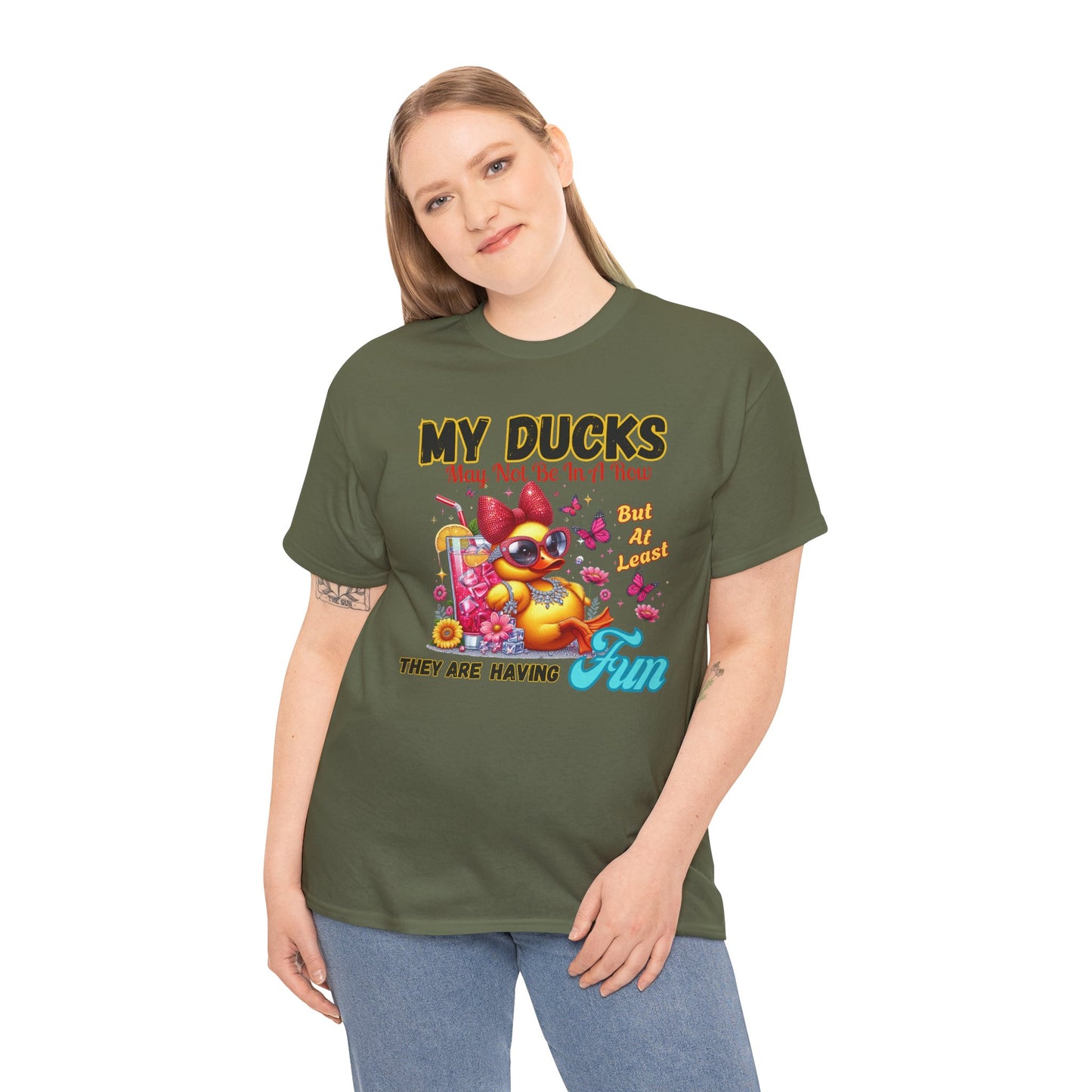 Funny Duck Shirt – “My Ducks May Not Be In A Row But At Least They’re Having Fun” – Cute Summer Graphic Tee – Gildan 5000 Unisex T-Shirt