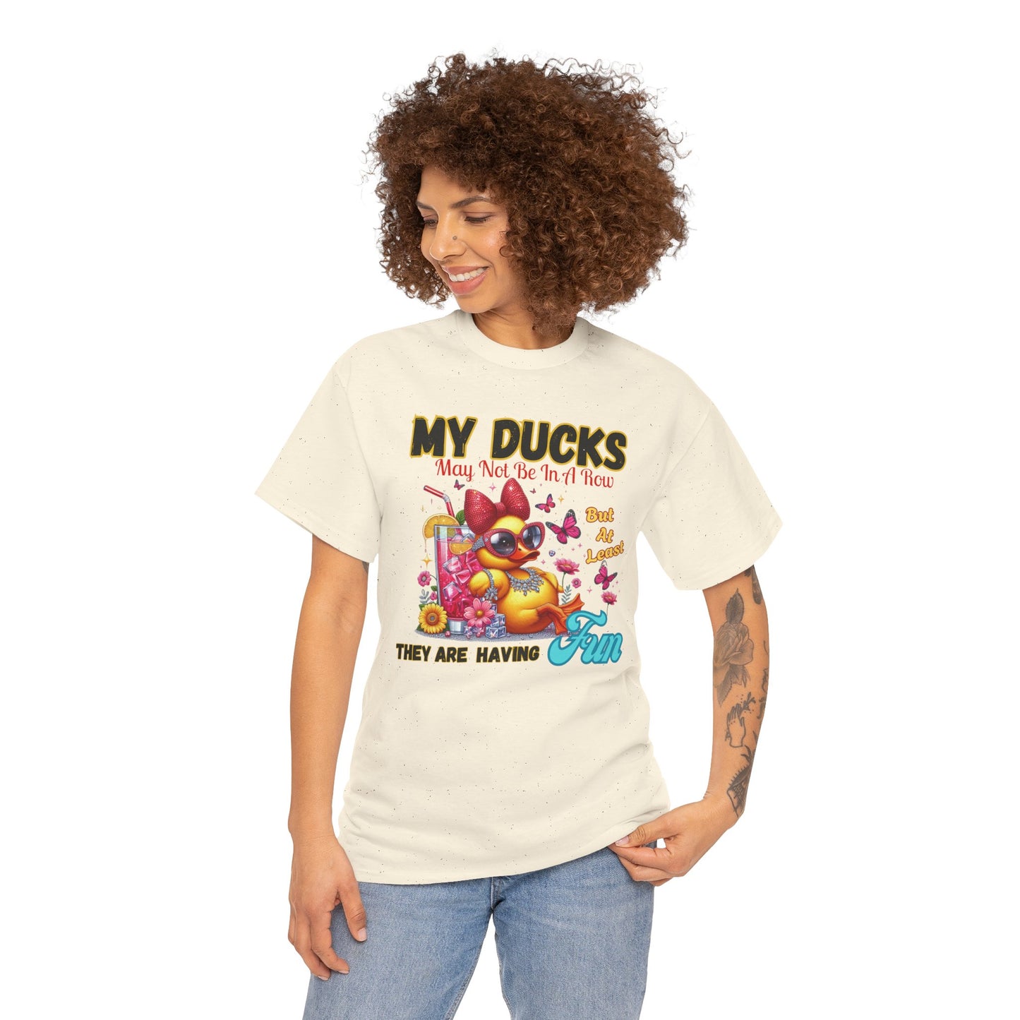 Funny Duck Shirt – “My Ducks May Not Be In A Row But At Least They’re Having Fun” – Cute Summer Graphic Tee – Gildan 5000 Unisex T-Shirt