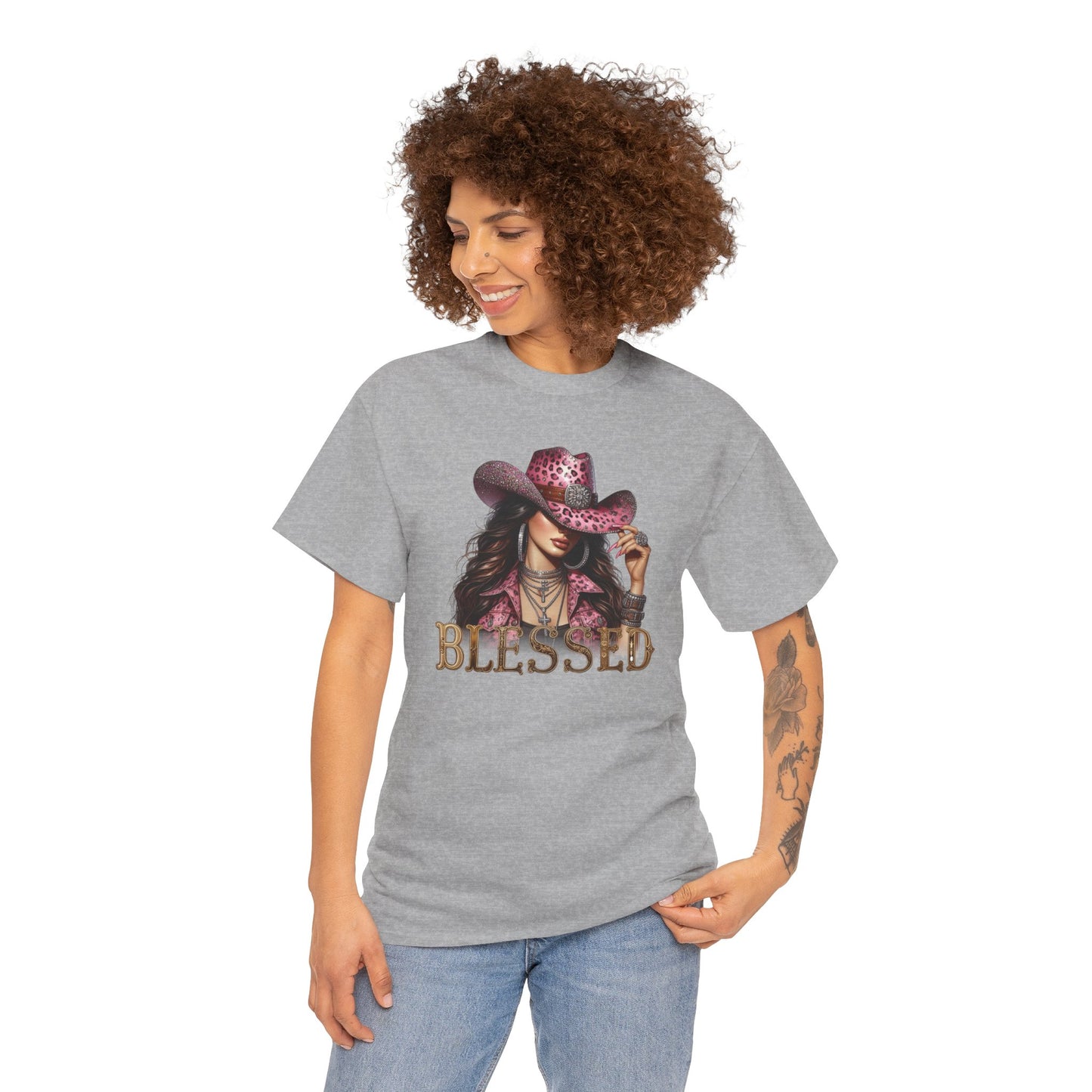 Blessed Cowgirl Shirt – Pink Leopard Western Glam Tee