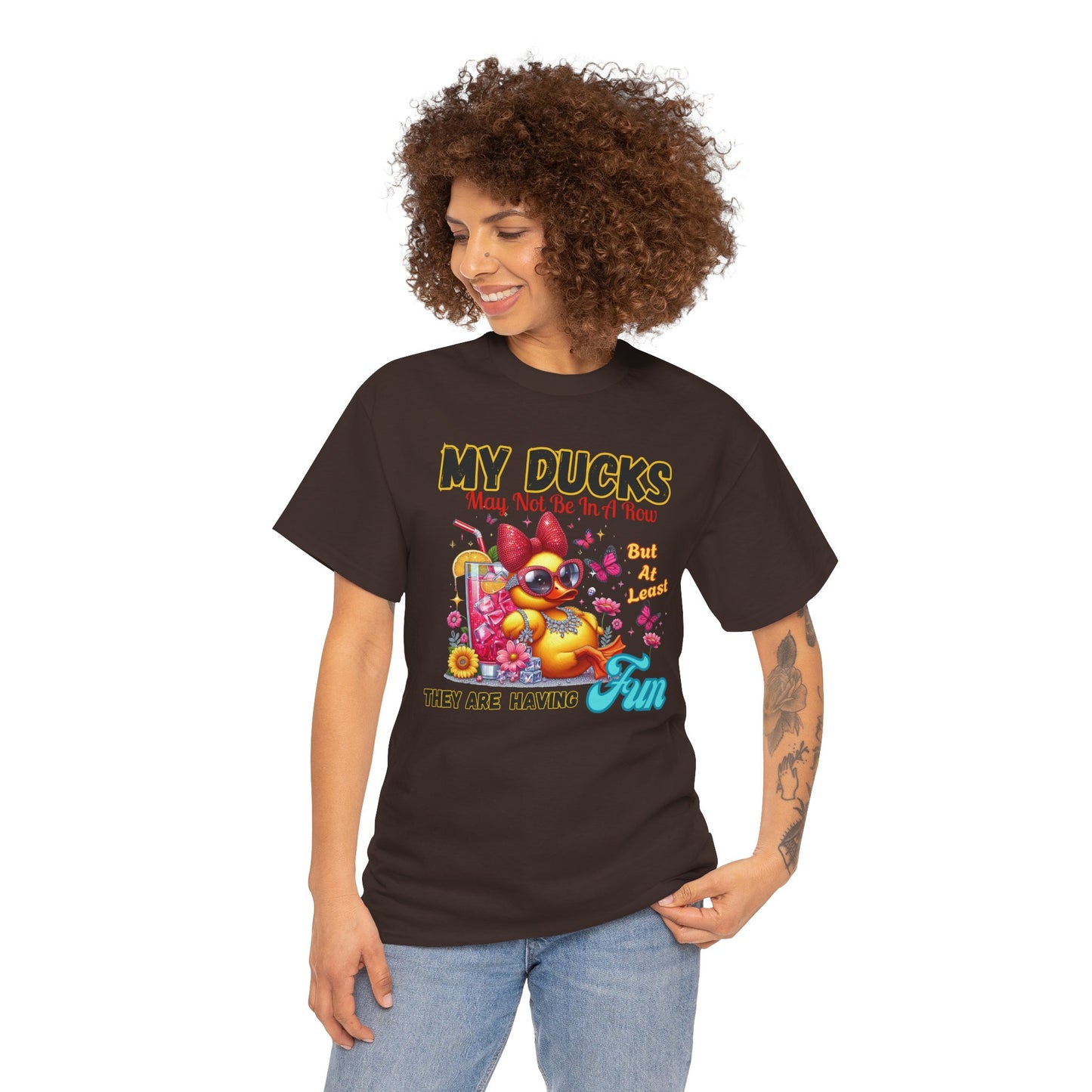 Funny Duck Shirt – “My Ducks May Not Be In A Row But At Least They’re Having Fun” – Cute Summer Graphic Tee – Gildan 5000 Unisex T-Shirt