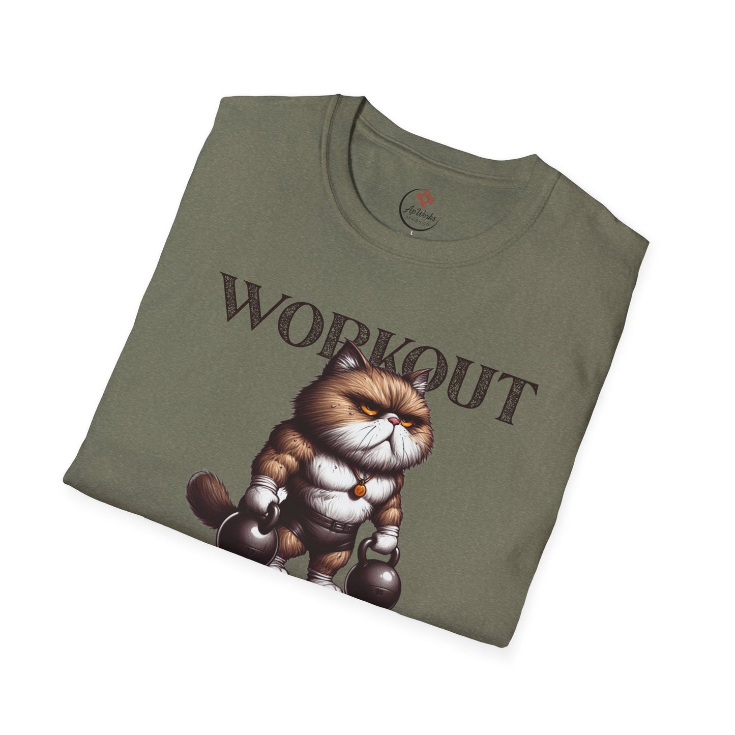 Workout Cat T-Shirt – “Because Murder Is Wrong” Funny Gym Tee