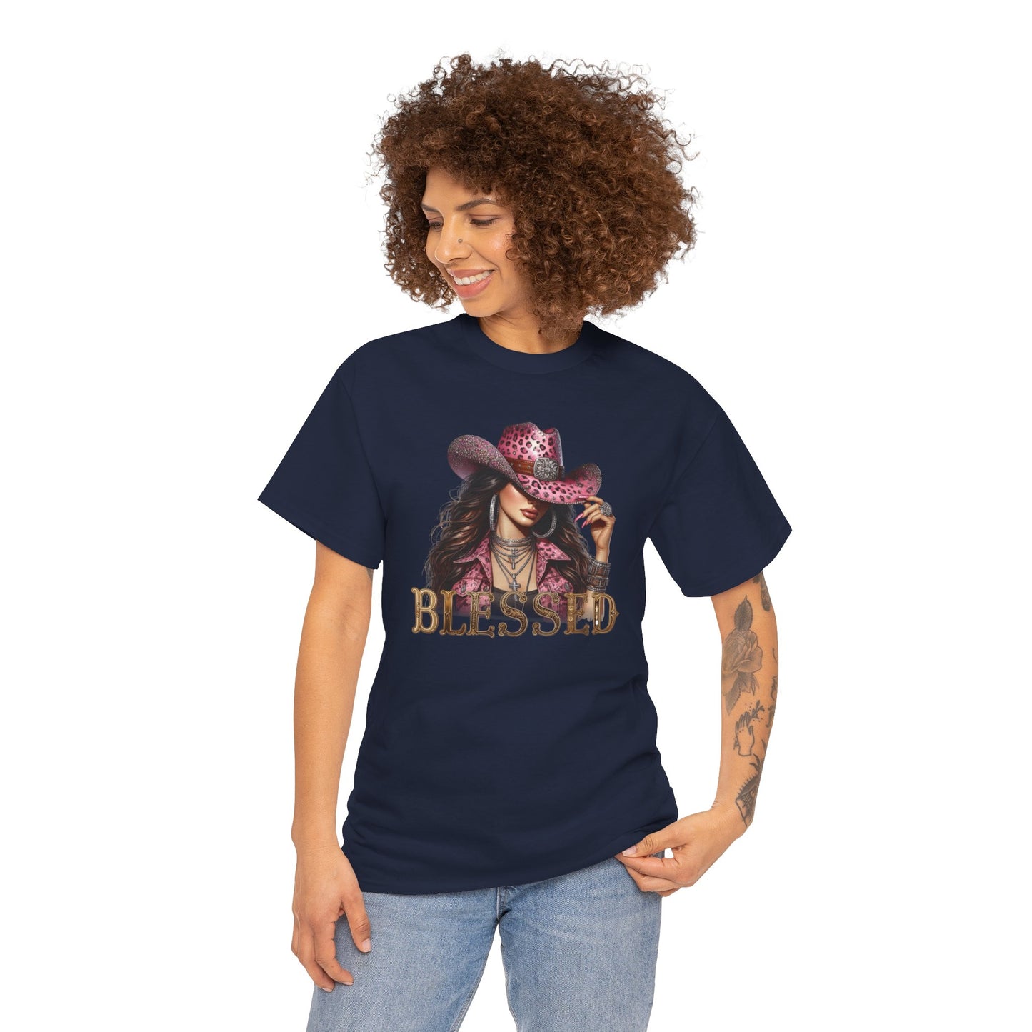 Blessed Cowgirl Shirt – Pink Leopard Western Glam Tee