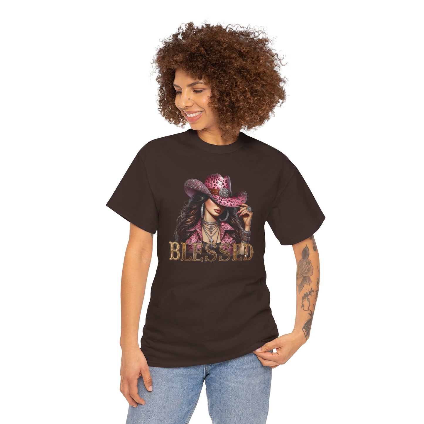 Blessed Cowgirl Shirt – Pink Leopard Western Glam Tee