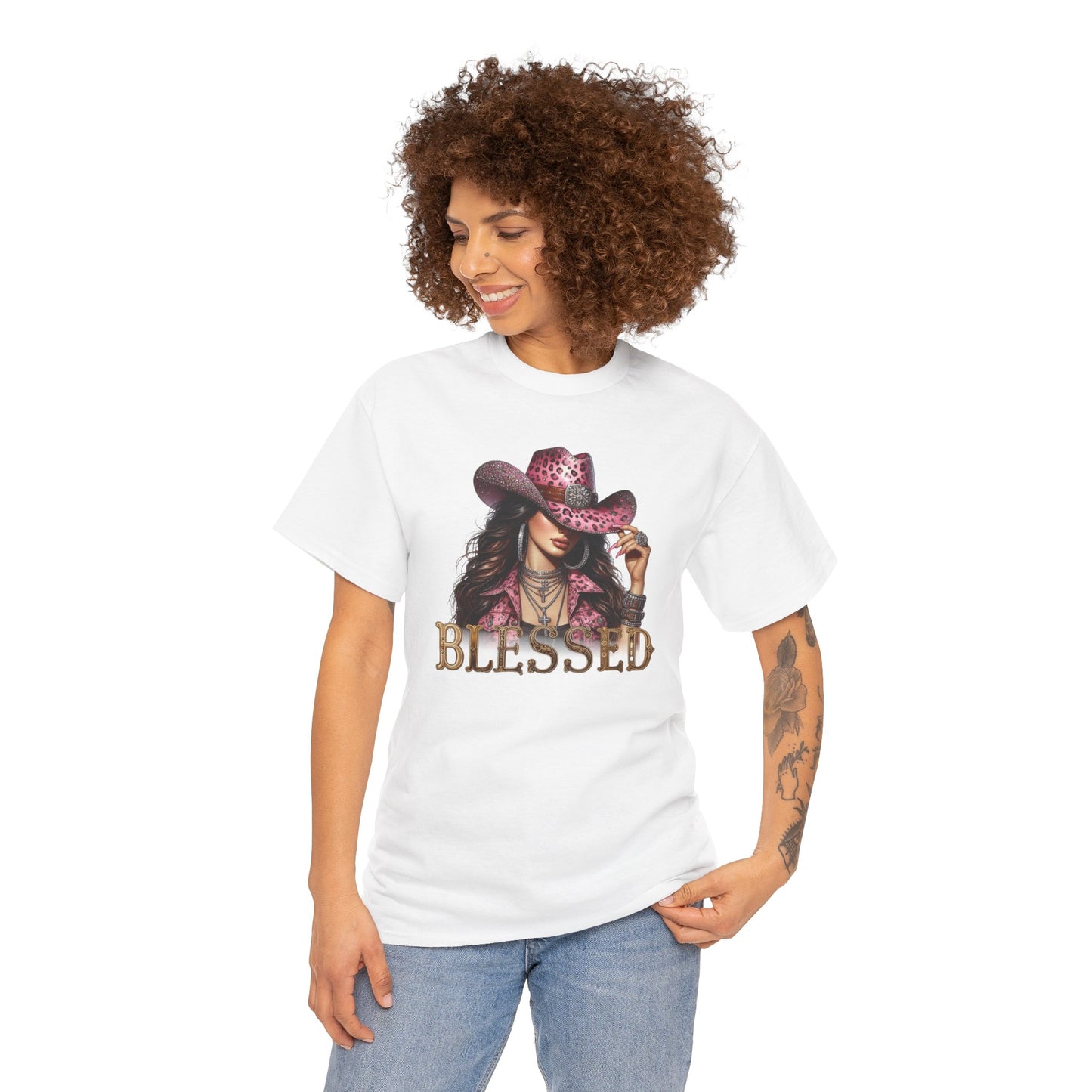 Blessed Cowgirl Shirt – Pink Leopard Western Glam Tee