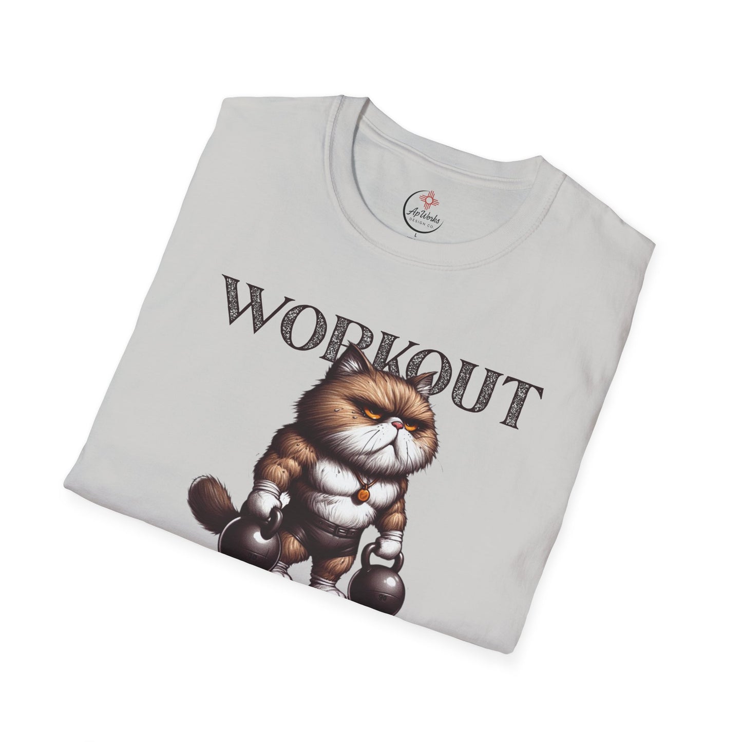 Workout Cat T-Shirt – “Because Murder Is Wrong” Funny Gym Tee