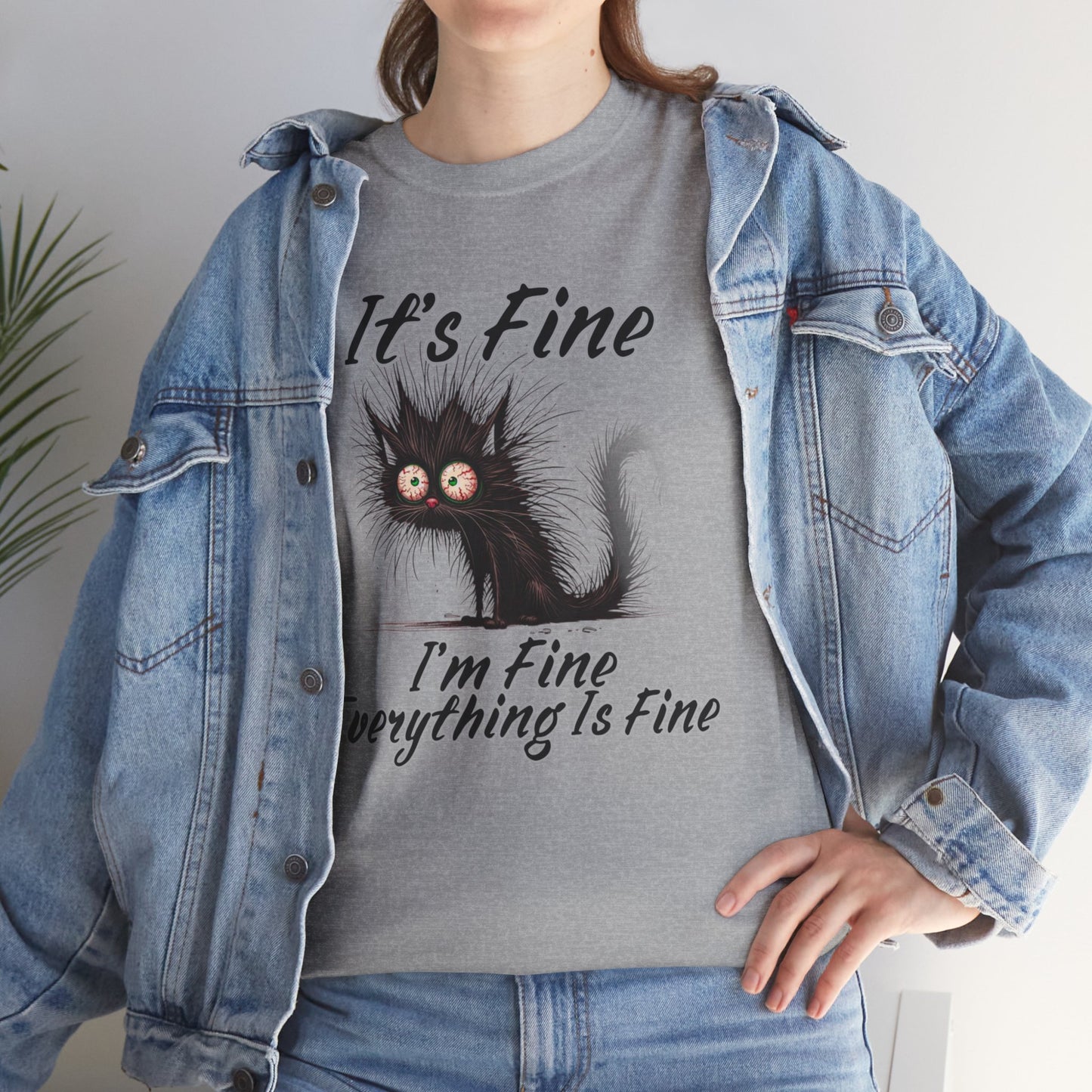 “It’s Fine, I’m Fine, Everything Is Fine” Funny Stressed Cat Shirt