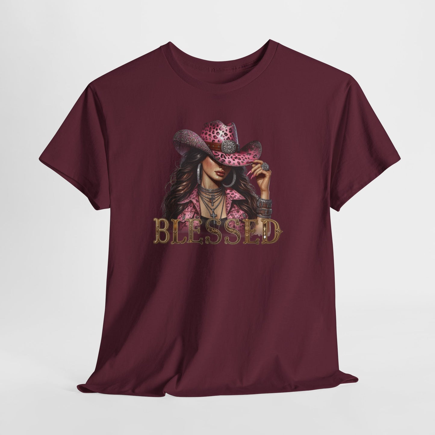Blessed Cowgirl Shirt – Pink Leopard Western Glam Tee