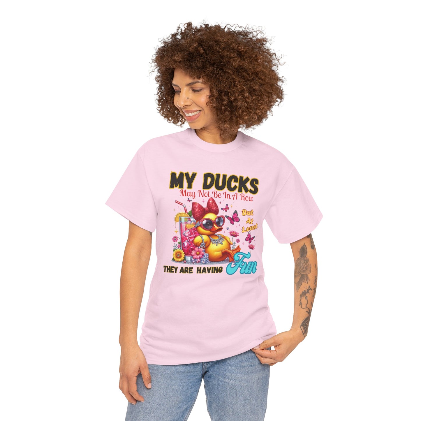 Funny Duck Shirt – “My Ducks May Not Be In A Row But At Least They’re Having Fun” – Cute Summer Graphic Tee – Gildan 5000 Unisex T-Shirt